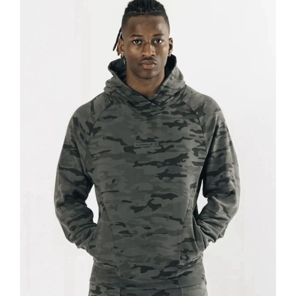 Alphalete Men’s Infinity Pro Hoodie- Terrain Camo  - Size Medium